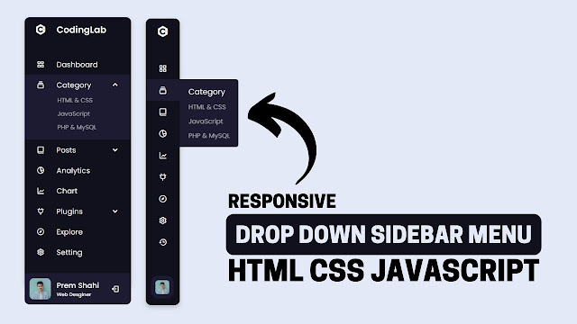 4. Dropdown Sidebar Menu in HTML CSS & JavaScript