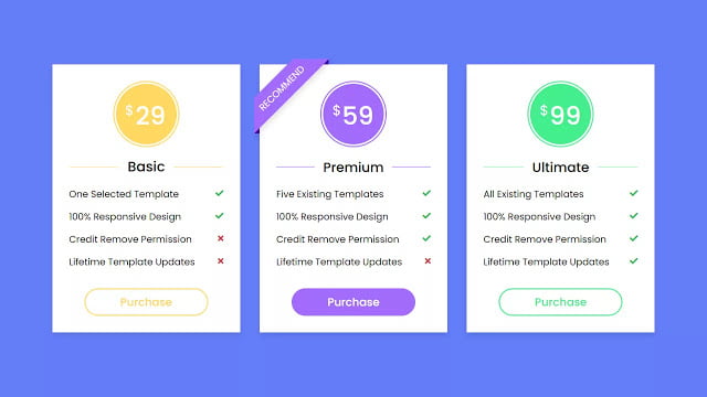 Responsive Pricing Tables using only HTML & CSS