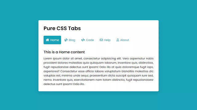 Pure CSS Tabs with Slide Indicator Tabs using only HTML & CSS