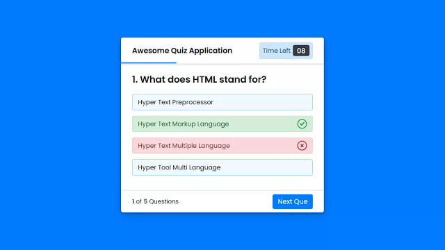 Create a Quiz App with Timer using HTML CSS & JavaScript