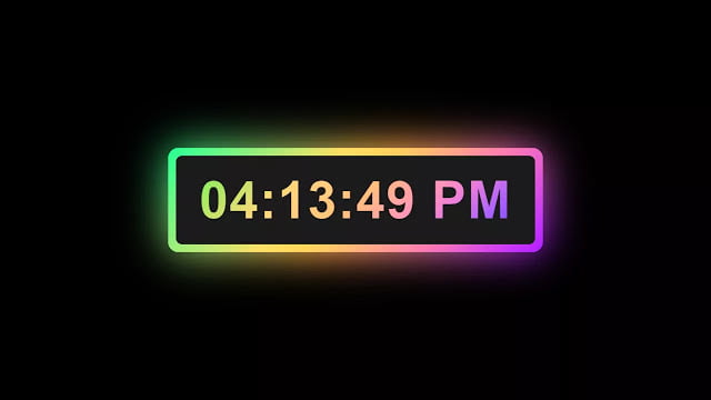 Digital Clock with Colorful Glowing Effect using HTML CSS & JavaScript
