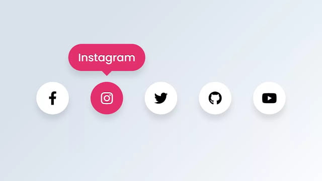 Social Media Buttons with Tooltip on Hover using only HTML & CSS
