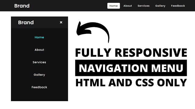 Responsive Navigation Menu Bar Design using only HTML & CSS