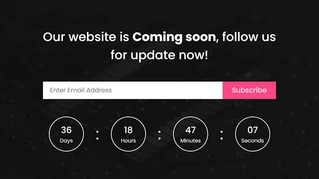 Responsive Coming Soon Page Design using HTML CSS & JavaScript