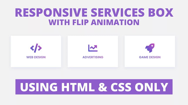 Responsive Services Box with Flip Animation using only HTML & CSS