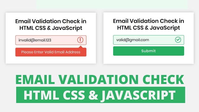 Email Validation in HTML CSS & JavaScript