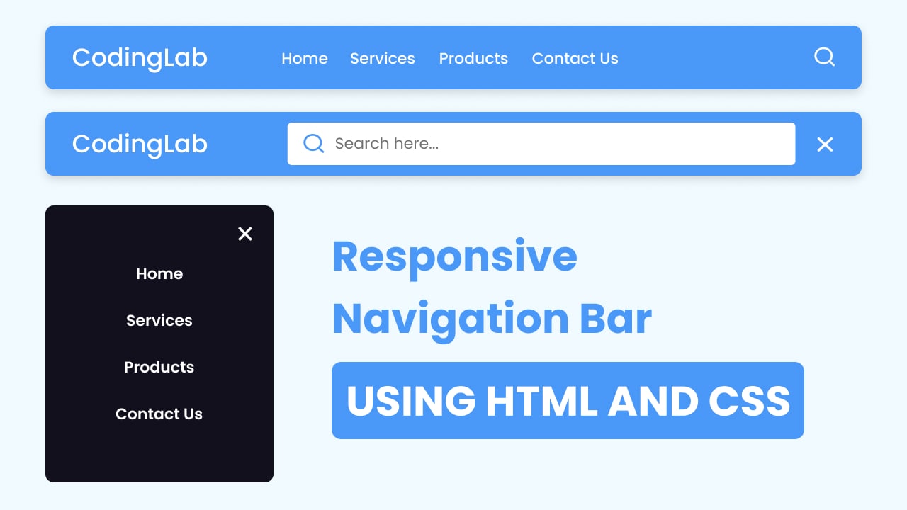 10 Free Responsive Navigation Bar in HTML CSS & JavaScript