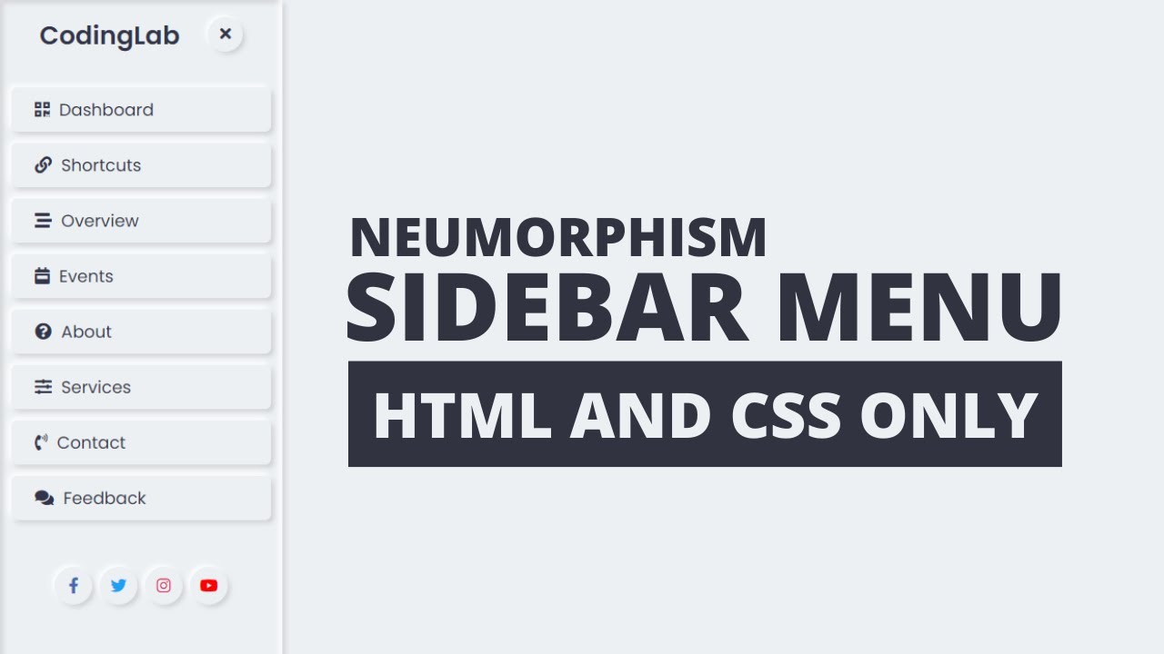 Neumorphism Sidebar Menu in HTML and CSS