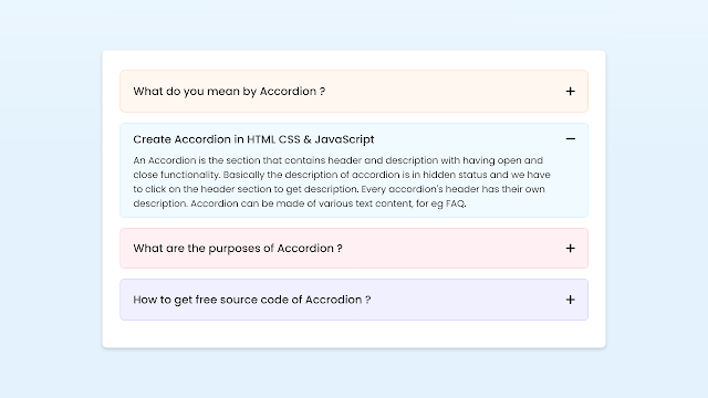 Accordion Menu in HTML CSS & JavaScript