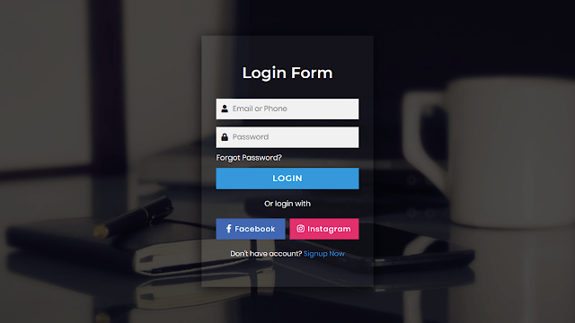 Transparent Login Form HTML CSS and JavaScript