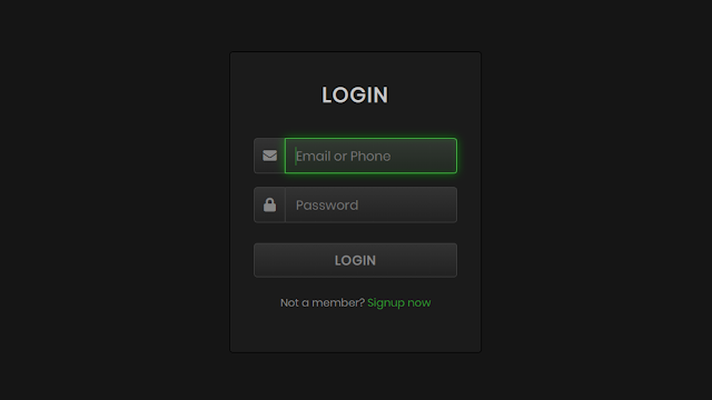Animated Glowing Inputs Login Form in HTML and CSS