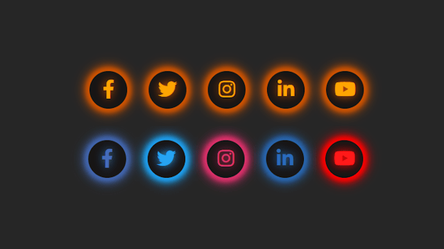 Glowing Social Media Icons Widget using only HTML and CSS