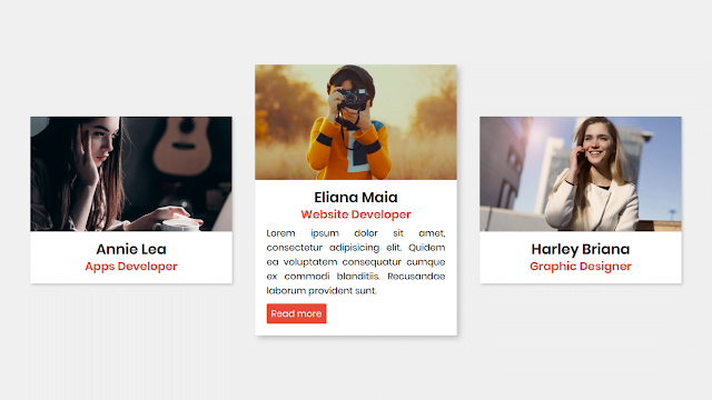 Responsive CSS Cards Design with Hover Animation in HTML and CSS