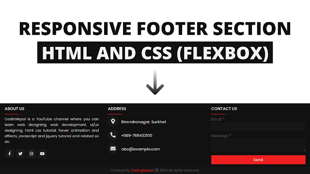 Responsive Footer Section Design with HTML & CSS