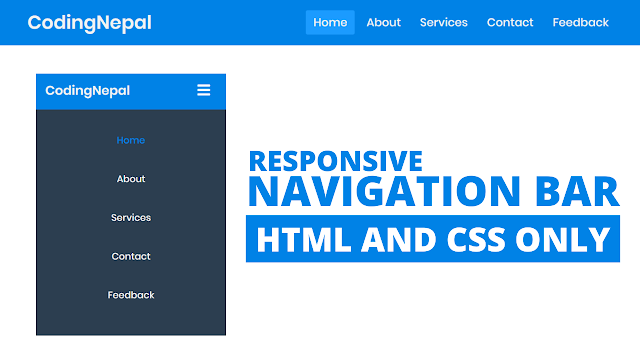 Responsive Navigation Menu Bar in HTML CSS